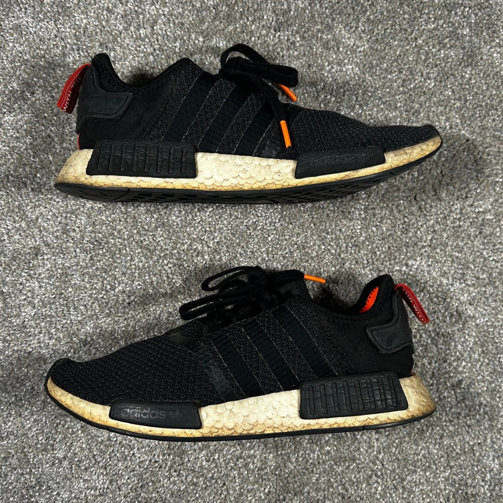 Adidas NMD R1 Core Black Solar Red Mens Shoes B37621 Size 7.5